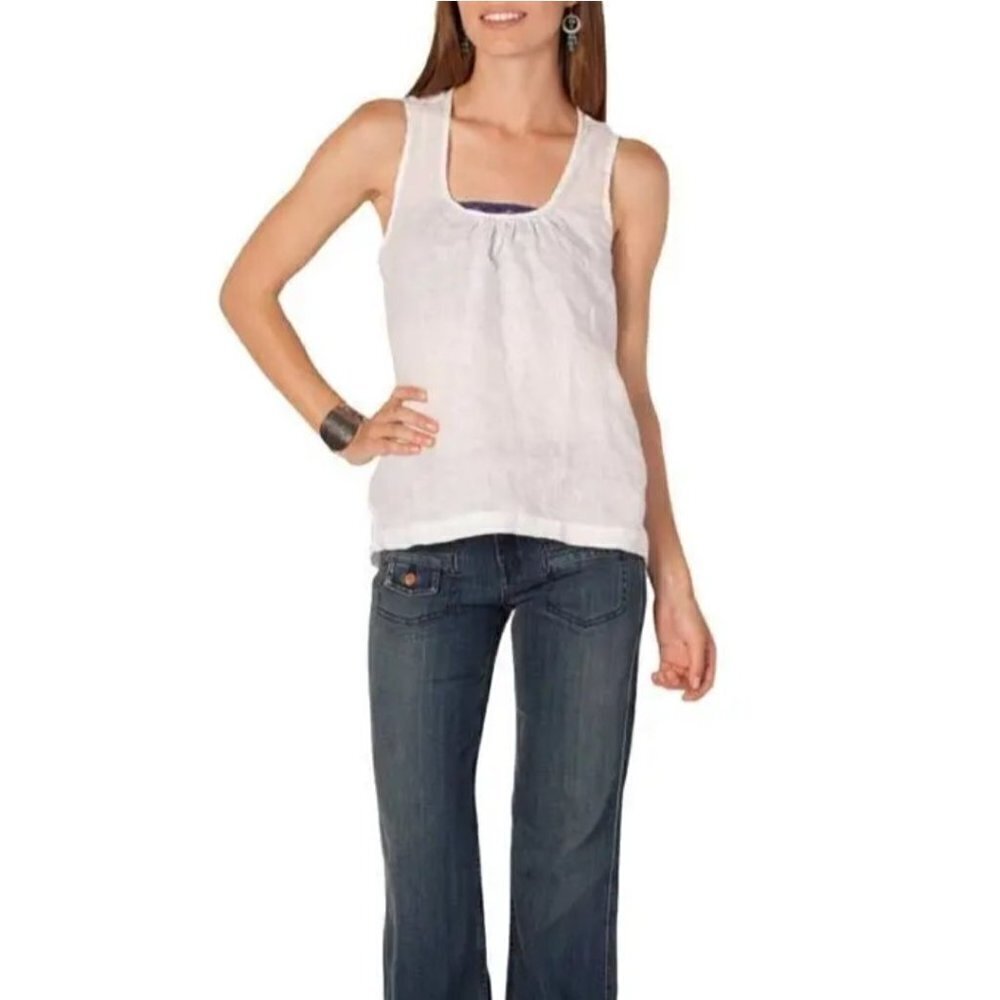 CP Shades White Linen Luz Tie Back Sleeveless Top Size XS